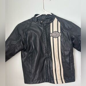 Harley-Davidson Black Leather Jacket with White Racing Stripe